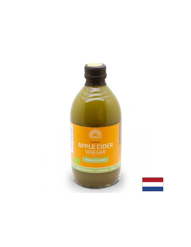 Ябълков оцет + матча и лимон, БИО, 500 ml  Mattisson Healthstyle - Nutra Best Bulgaria