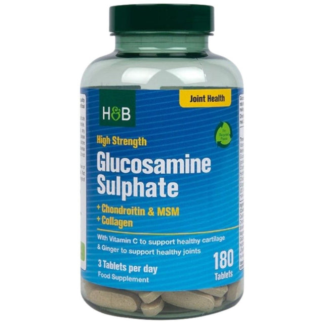 High Strength Glucosamine Sulphate | With Chondroitin, MSM and Collagen - 180 Таблетки - Nutra Best Bulgaria