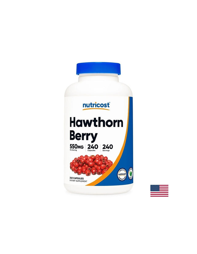 Сърце и нервна система - Глог (плод) 550 mg, 240 капсули  Nutricost - Nutra Best Bulgaria