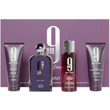 Afnan - 9PM Pour Femme Dárková sada EDP 100 ml, sprchový gel 100 ml, tělový závoj 150 ml a tělové mléko 100 ml -