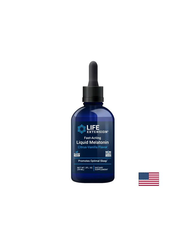 Безсъние - Течен мелатонин, 59 ml капки, с аромат на цитруси и ванилия  Life Extension - Nutra Best Bulgaria