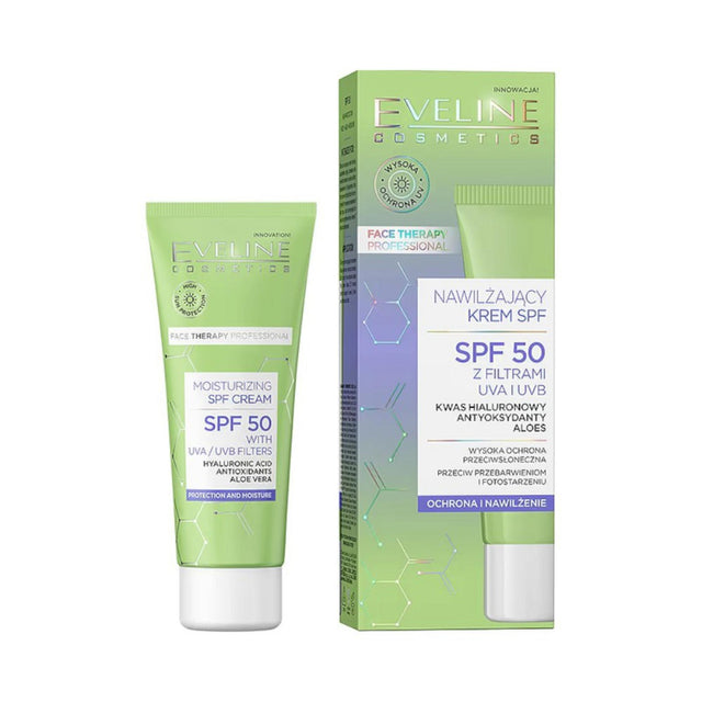 Eveline Cosmetics, Therapy Professional, Алое, Хидратиращ, Ежедневно, Сметана, За лице, SPF 50, 30 мл