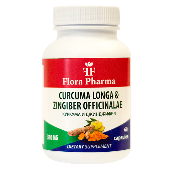Куркума и Джинджифил /60 капсули, 30 дози/ FLORA PHARMA  Флора Фарма - Nutra Best Bulgaria