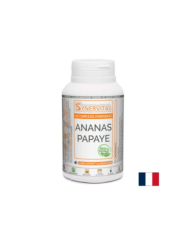 Добро храносмилане, срещу целулит - Ананас + Папая, 60 капсули  PhytoMoinsCher - Nutra Best Bulgaria