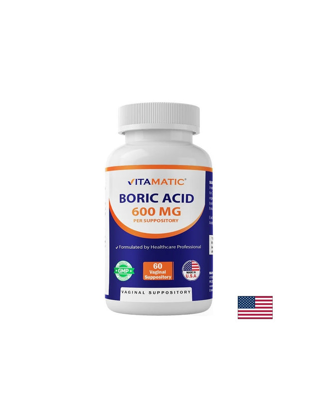 Борна киселина – Подкрепа при вагинални инфекции и дисбаланс, 600 mg, 60 супозитории  VITAMATIC - Nutra Best Bulgaria
