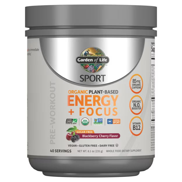 Organic Plant-Based Energy + Focus Pre-Workout | No Sugar - 231 грама - Nutra Best Bulgaria