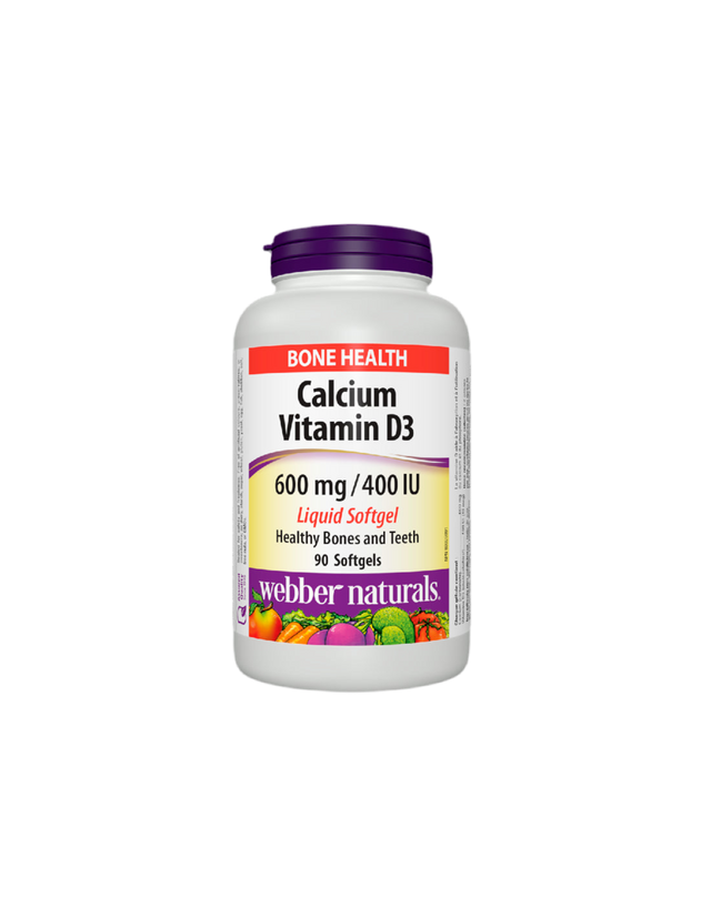 Калций 600 mg + Витамин D3 400 IU - Костна и мускулна система, 90 софтгел капсули с течност Webber Naturals - Nutra Best Bulgaria