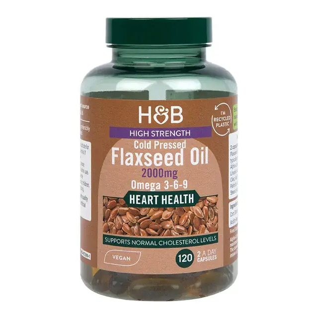 High Strength Cold Pressed | Flaxseed Oil 2000 mg - 120 капсули  Holland and Barrett - Nutra Best Bulgaria