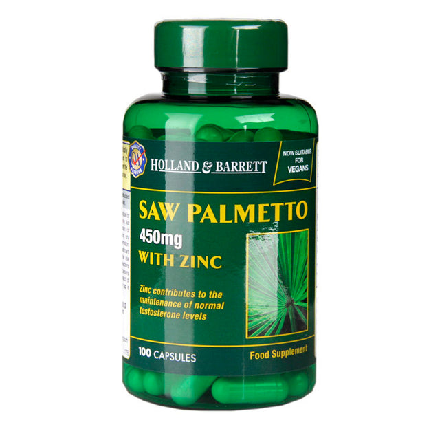 Сао Палмето с Цинк (Saw Palmetto with Zinc) 100 веган капсули HOLLAND & BARRETT - Nutra Best Bulgaria