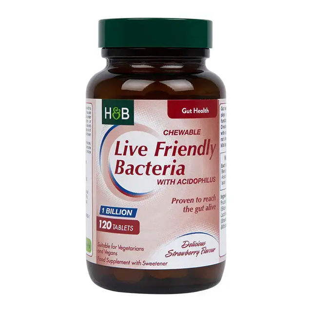 Пробиотик с Ацидофилус (Chewable Acidophilus Strawberry 1 Billion) 1млрд. 120 дъвчащи таблетки HOLLAND & BARRETT - Nutra Best Bulgaria
