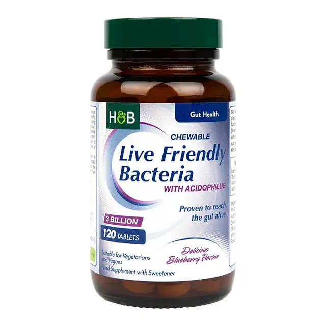Пробиотик с Ацидофилус (Chewable Acidophilus Blueberry 3 Billion) 3млрд. 120 дъвчащи таблетки HOLLAND & BARRETT - Nutra Best Bulgaria