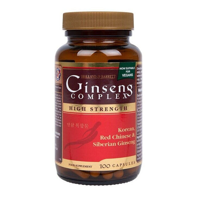 Женшен комплекс (Korean, Red Chinese & Siberian Ginseng) 100 капсули HOLLAND & BARRETT - Nutra Best Bulgaria