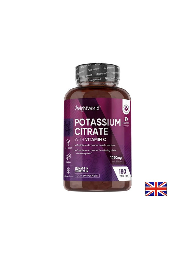Калий цитрат 690 mg + Витамин C 40 mg – Мускули, нерви и сърце, 180 таблетки  WeightWorld - Nutra Best Bulgaria