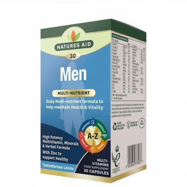 Мултивитамини и минерали за мъже (Men's Multi-Vitamins & Minerals) 30 капсули NaturesAid - Nutra Best Bulgaria