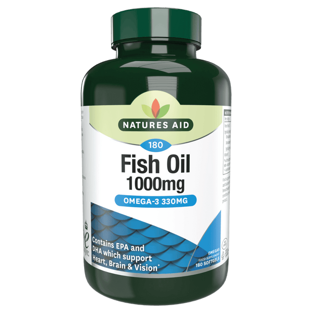 Омега 3 Рибено масло (Omega 3 Fish Oil) 1000мг 180 меки капсули NaturesAid - Nutra Best Bulgaria