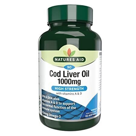 Масло от черен дроб на треска (Cod Liver Oil) 1000мг 90 меки капсули NaturesAid - Nutra Best Bulgaria