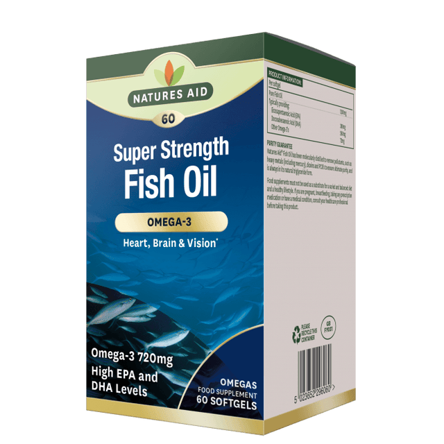 Концентрирано рибено масло (Super Strength Fish Oil) 1200мг 60 меки капсули NaturesAid - Nutra Best Bulgaria