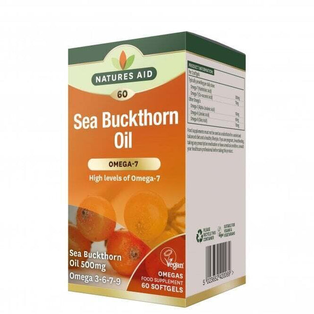 Масло от морски зърнастец / Облепиха (Омега-3-6-7-9) (Sea Buckthorn Oil) 500мг 60 меки капсули NaturesAid - Nutra Best
