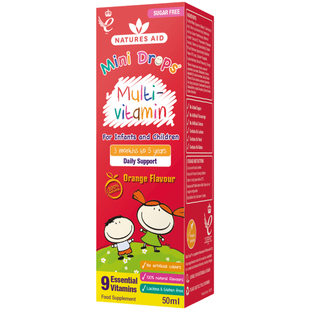 Мултивитаминни капки за деца (Mini Drops Multi-vitamin) 50мл NaturesAid - Nutra Best Bulgaria