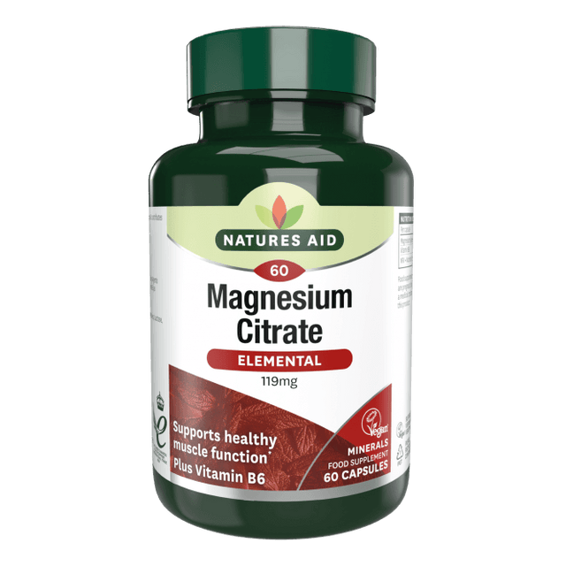Магнезий Цитрат + Витамин В6 (Elemental Magnesium Citrate) 119мг 60 капсули NaturesAid - Nutra Best Bulgaria