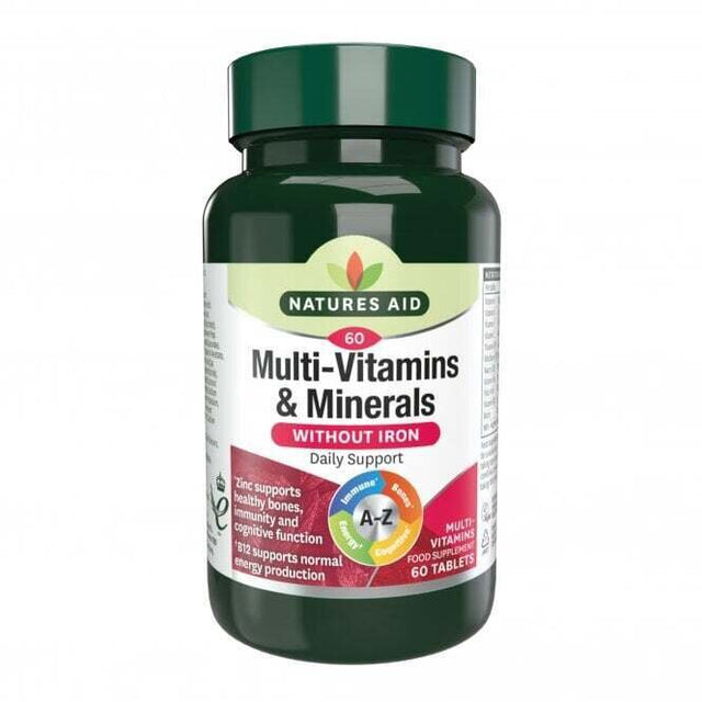 Мултивитамини и минерали без желязо (Multi-Vitamins & Minerals) 60 таблетки NaturesAid - Nutra Best Bulgaria