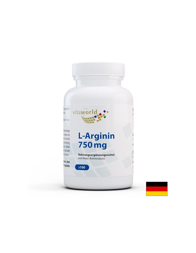 Поддържа мускулите - Л-Аргинин, 750 mg х 100 капсули  Vita World - Nutra Best Bulgaria