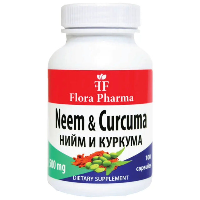 Нийм и Куркума 500 мг. /Neem & Curcuma longa / 100 бр капсули Флора Фарма - Nutra Best Bulgaria