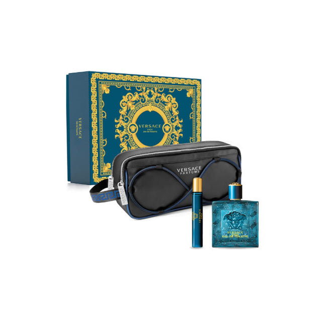 Versace Eros Pour Homme Eau De Toilette Spray 100ml Set 3 Pieces - Nutra Best Bulgaria