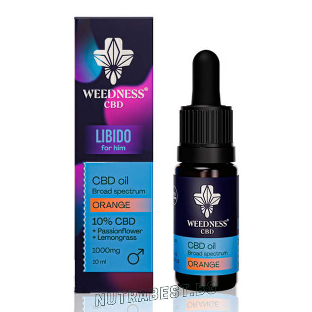 Либидо СБД масло 10% за него Широк спектър | Портокал (10ml) Weedness СБД - Nutra Best Bulgaria