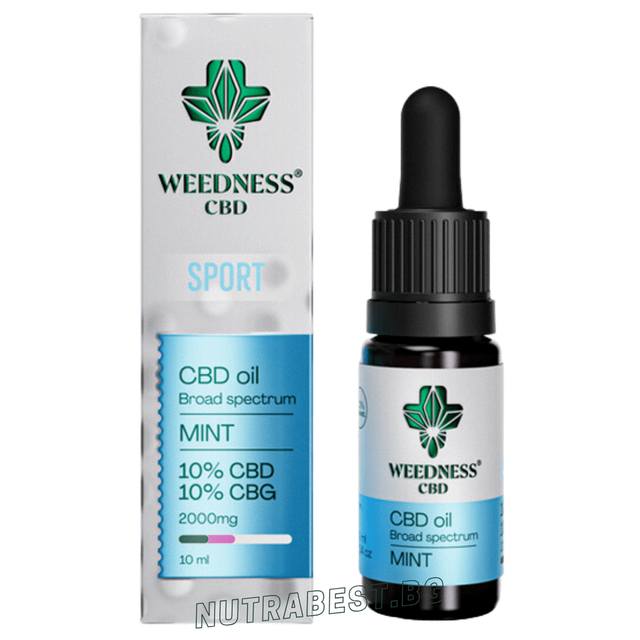 Спорт СБД масло 10% + CBG 10% широк спектър|Мента (10ml)  Weedness СБД - Nutra Best Bulgaria