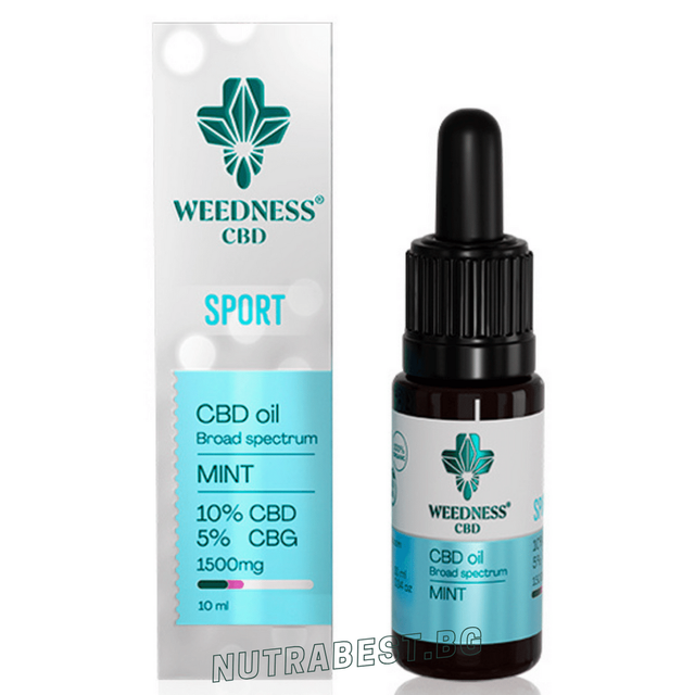 Спорт СБД масло 10% + CBG 5% широк спектър|Мента (10ml)  Weedness СБД - Nutra Best Bulgaria