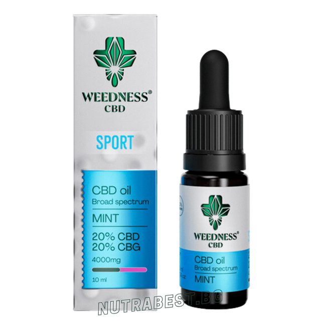 Спорт СБД масло 20% + CBG 20% широк спектър|Мента (10ml)  Weedness СБД - Nutra Best Bulgaria