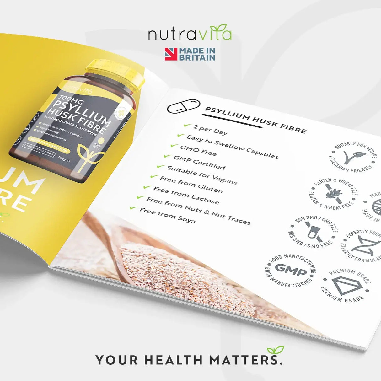 Psyllium Husk Fibre 700mg 180 Vcaps Nutravita - Nutra Best