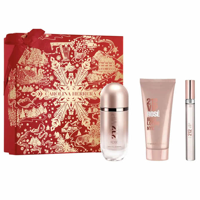 Carolina Herrera 212 Vip Rose Eau De Perfume Spray 80ml Set 3 Pieces - Nutra Best Bulgaria