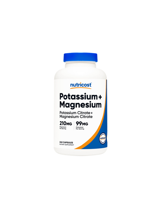 Нервна и мускулна функция - Калий + Магнезий, 99 mg/210 mg, 240 капсули Nutricost  Nutricost - Nutra Best Bulgaria