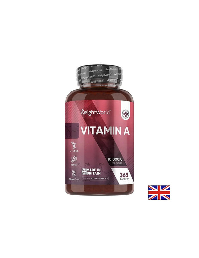Витамин A 10 000 IU / 3000 µg – Зрение, имунитет и кожа, 365 таблетки  WeightWorld - Nutra Best Bulgaria