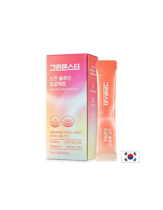 Елагова киселина + Витамини A, C, E – За сияйна кожа, 10 сашета  Green Monster - Nutra Best Bulgaria