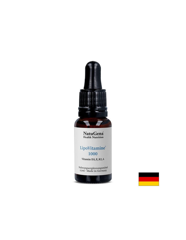 Липозомни витамини A, D3, E, K2 - висока абсорбция - LipoVitamine® 1000, 15 ml капки, ~ 525 дози  NatuGena - Nutra Best Bulgaria