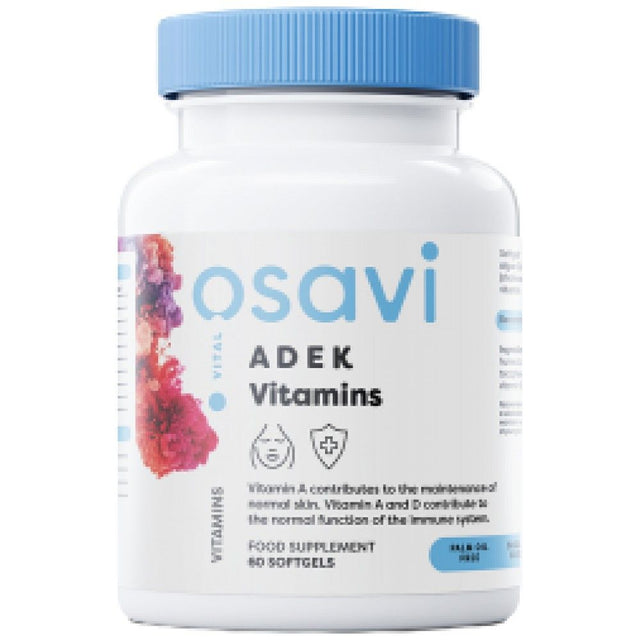 ADEK Vitamins | A + D + E + K | with Quali-D® - 60 Гел капсули  Osavi - Nutra Best Bulgaria