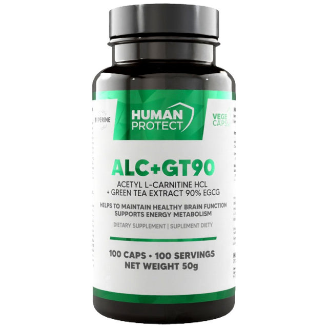 ALC + GT90 | Acetyl L-Carnitine & Green Tea Extract with 90% EGCG - 100 капсули  Human Protect - Nutra Best Bulgaria