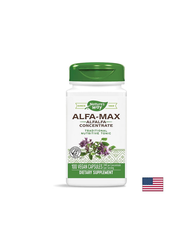 ALFA-MAX Alfalfa Concentrate/ Люцерна концентрат 525 mg х 100 капсули Nature’s Way  Nature’s Way - Nutra Best Bulgaria