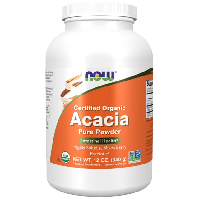 Acacia Fiber Pure Powder | Certified Organic - 340 грама  NOW Foods - Nutra Best Bulgaria