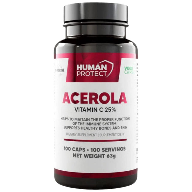 Acerola 500 mg | Natural Source of Vitamin C - 100 капсули  Human Protect - Nutra Best Bulgaria