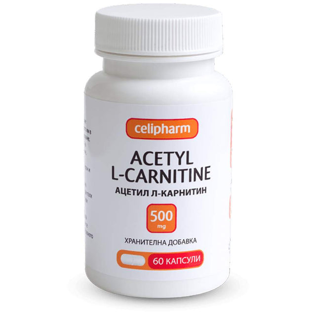 Acetyl L-Carnitine 500 mg 60 капсули  CeliPharm - Nutra Best Bulgaria