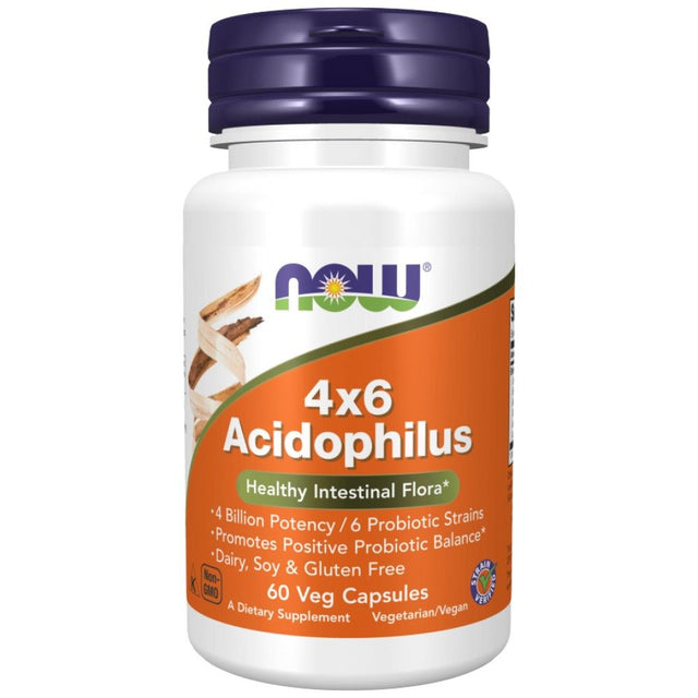 Acidophilus 4x6 - 60 капсули  NOW Foods - Nutra Best Bulgaria