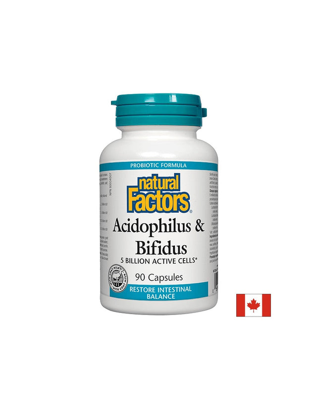 Acidophilus & Bifidus | 5 Billion Active Cells - 90 капсули  Natural Factors - Nutra Best Bulgaria