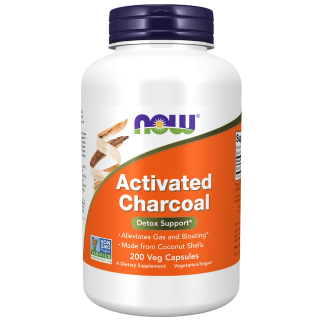 Activated Charcoal 280 mg - 200 капсули  NOW Foods - Nutra Best Bulgaria
