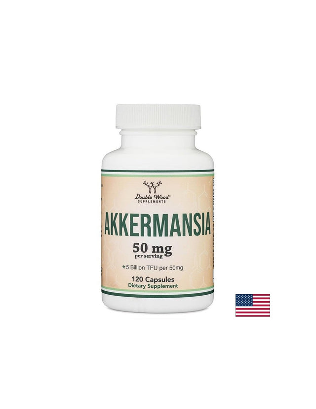 Пробиотик Акермансия - контрол на кръвната захар и теглото - Akkermansia, 5 млрд. активни пробиотици, 120 капсули, 60 дози  Double Wood - Nutra Best Bulgaria