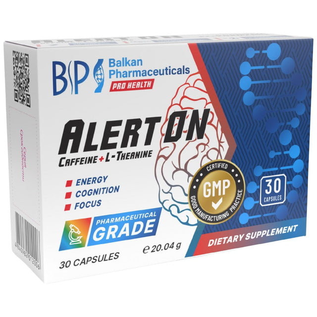 AlertON | Caffeine & Theanine - 30 капсули  Balkan Pharmaceuticals - Nutra Best Bulgaria
