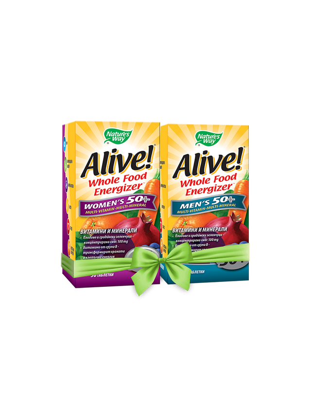Промо пакет Мултивитамини Alive! таблетки за жени 50+ и мъже 50+ - Nutra Best